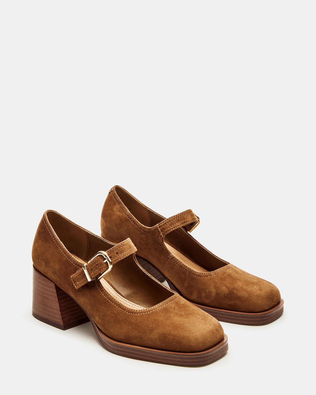 LISBON Chestnut Suede Square-Toe Mary Jane Women's Loafer Steve Madden CHESTNUT SUEDE
