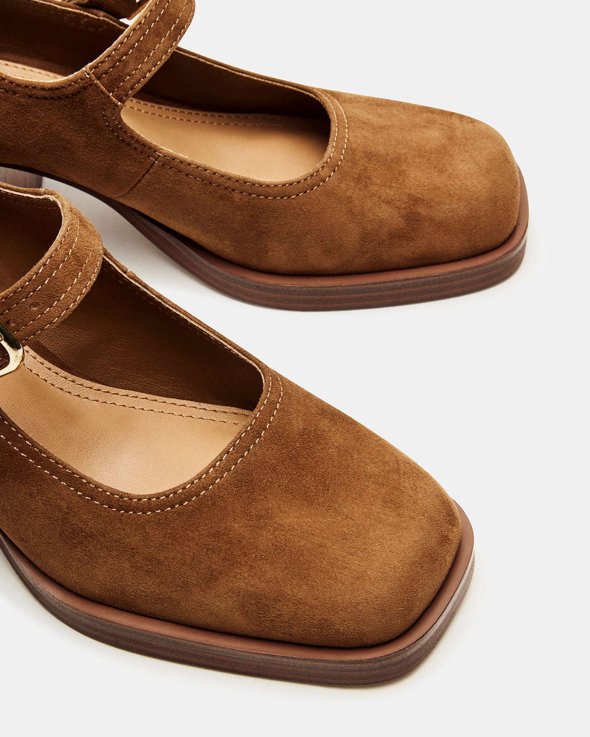 LISBON Chestnut Suede Square-Toe Mary Jane Women's Loafer Steve Madden CHESTNUT SUEDE