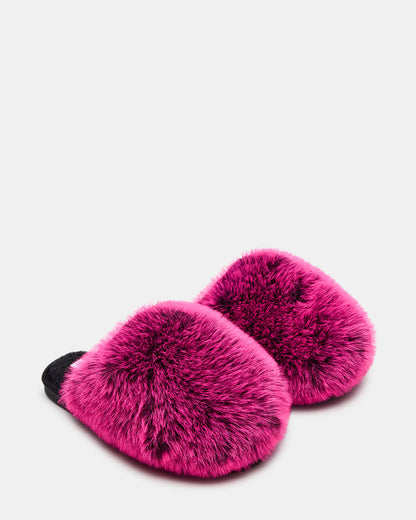 POOF Fushia Slip-On Faux Fur Mule Women's Flat Steve Madden FUSHIA