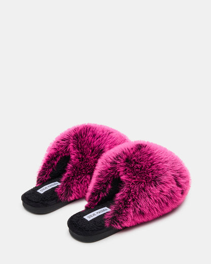 POOF Fushia Slip-On Faux Fur Mule Women's Flat Steve Madden FUSHIA