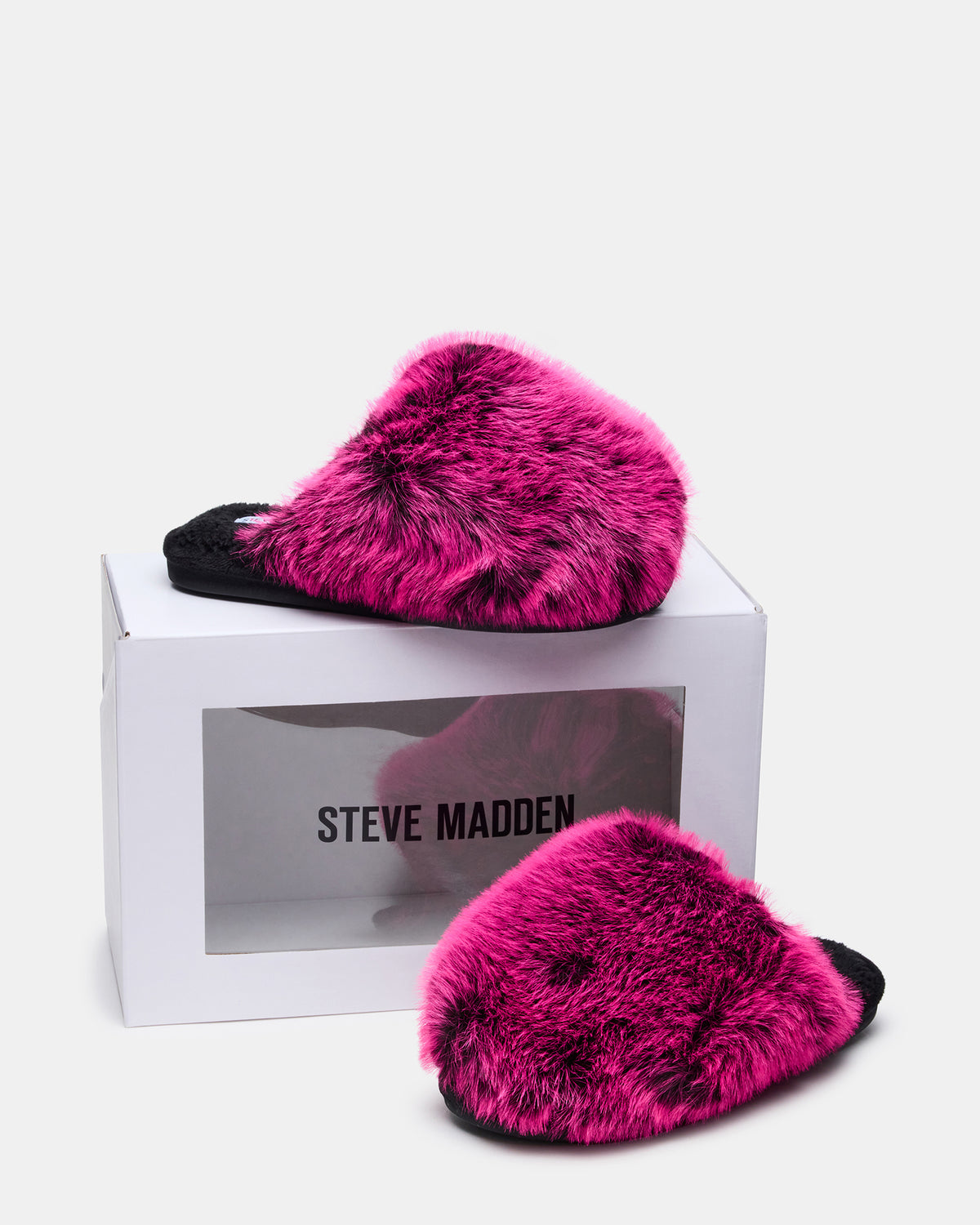 POOF Fushia Slip-On Faux Fur Mule Women's Flat Steve Madden FUSHIA