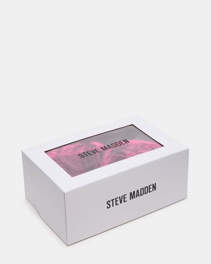 POOF Fushia Slip-On Faux Fur Mule Women's Flat Steve Madden FUSHIA