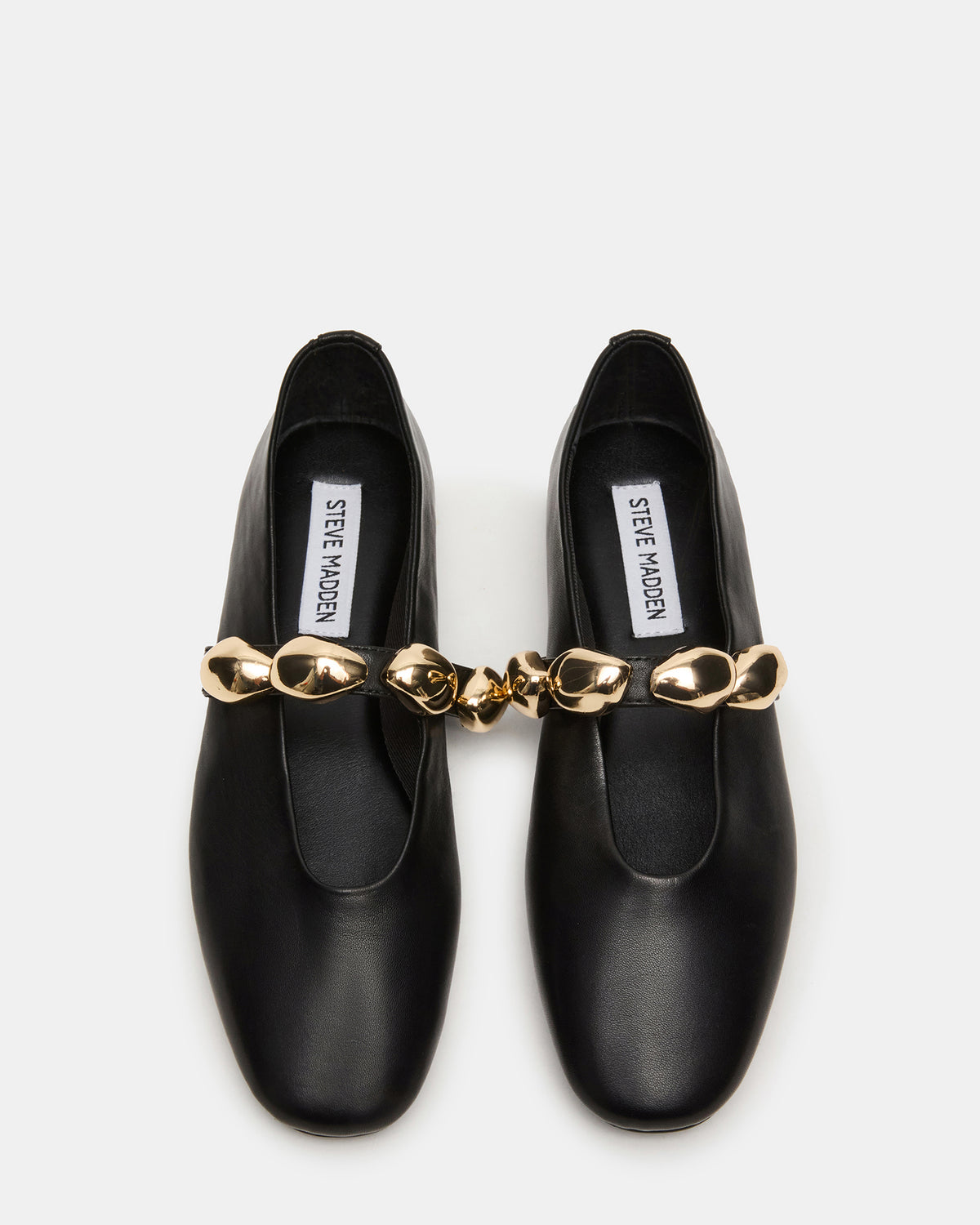 POPPIN Black Leather Mary Jane Ballet Women's Flat Steve Madden BLACK LEATHER