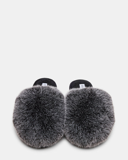 POOF GREY Slip-On Faux Fur Mule Women's Flat Steve Madden GREY