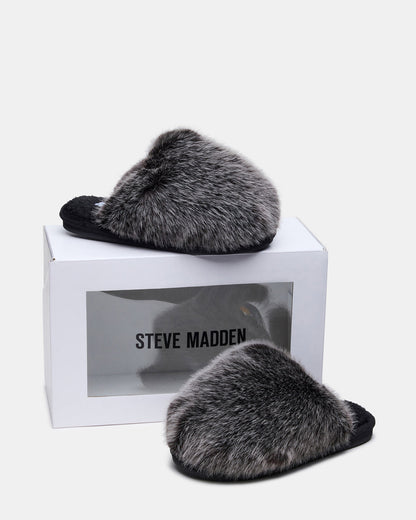 POOF GREY Slip-On Faux Fur Mule Women's Flat Steve Madden GREY