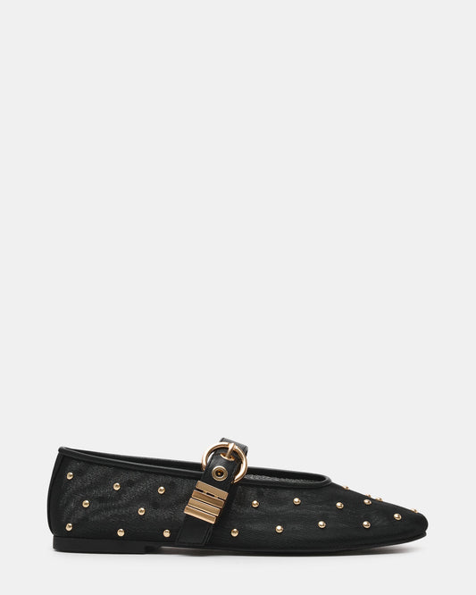 LUCIA Stud Black Multi Mesh Mary Jane Ballet Women's Flat Steve Madden BLACK MULTI
