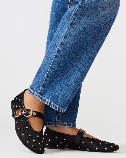 LUCIA Stud Black Multi Mesh Mary Jane Ballet Women's Flat Steve Madden BLACK MULTI