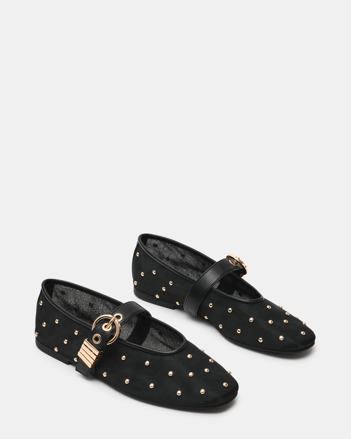 LUCIA Stud Black Multi Mesh Mary Jane Ballet Women's Flat Steve Madden BLACK MULTI