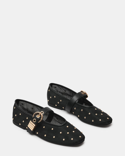 LUCIA Stud Black Multi Mesh Mary Jane Ballet Women's Flat Steve Madden BLACK MULTI