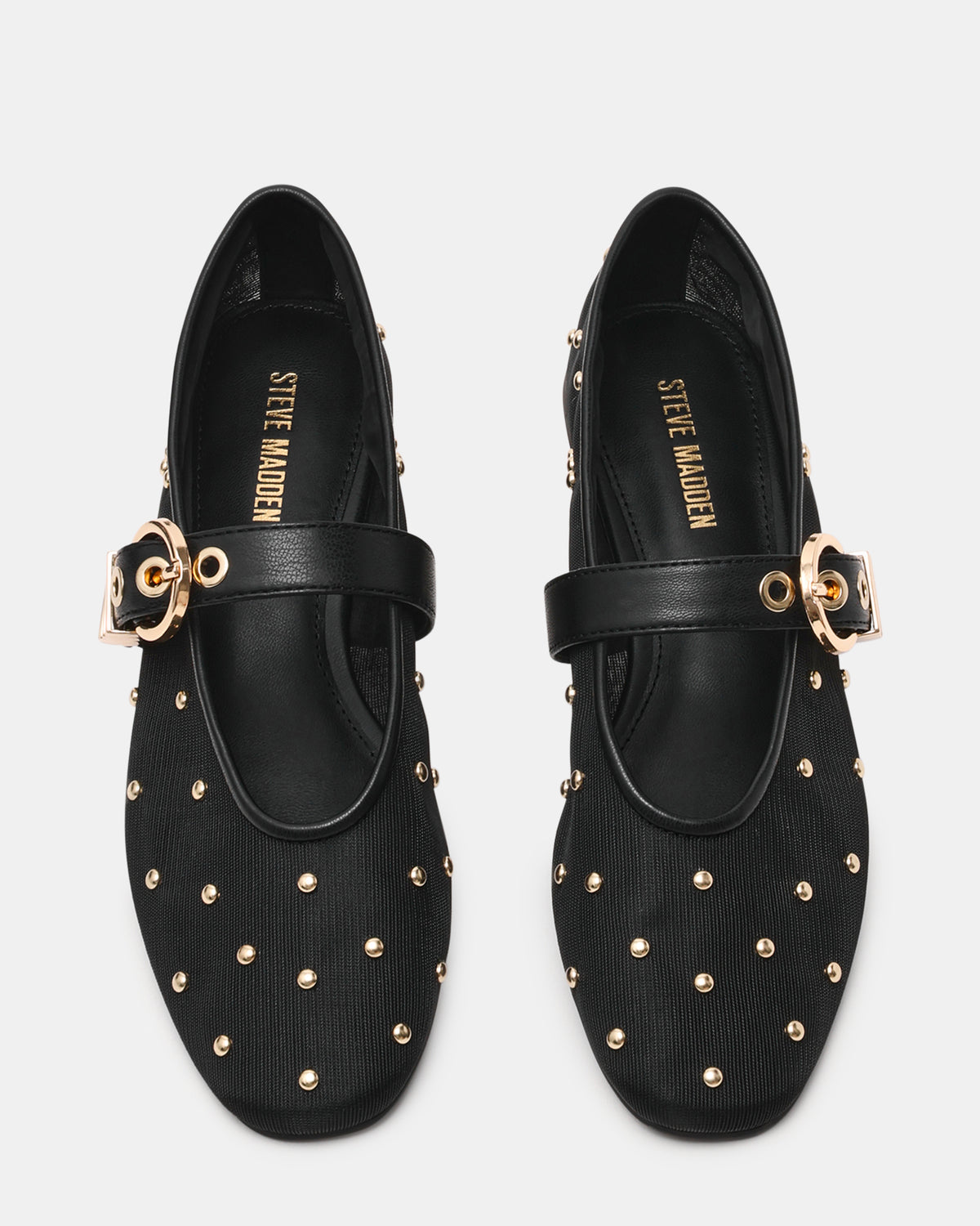 LUCIA Stud Black Multi Mesh Mary Jane Ballet Women's Flat Steve Madden BLACK MULTI