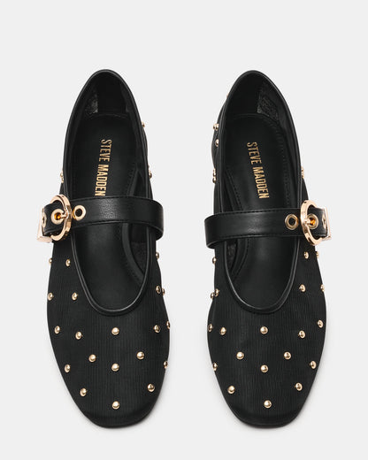 LUCIA Stud Black Multi Mesh Mary Jane Ballet Women's Flat Steve Madden BLACK MULTI