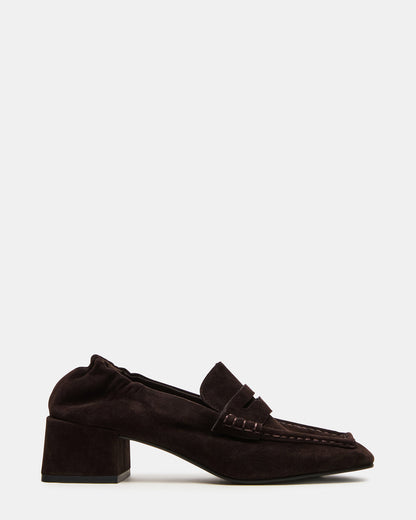 ESTEE Brown Suede Square-Toe Heeled Women's Loafer Steve Madden BROWN SUEDE