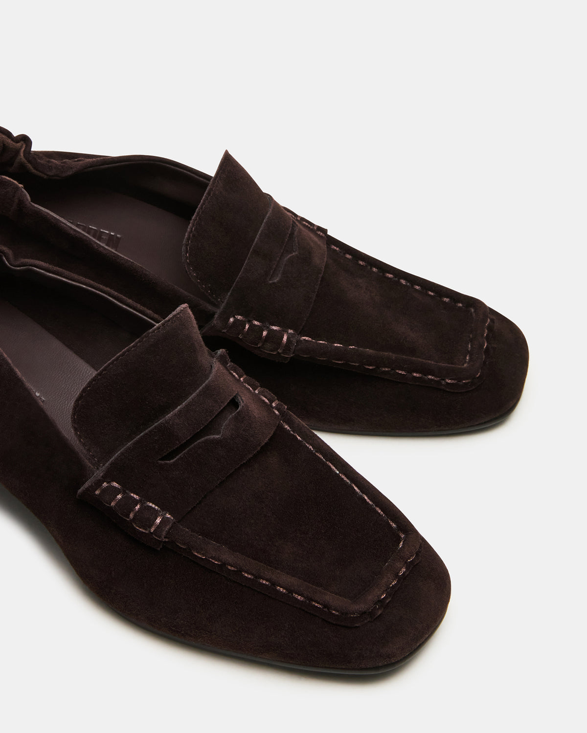 ESTEE Brown Suede Square-Toe Heeled Women's Loafer Steve Madden BROWN SUEDE