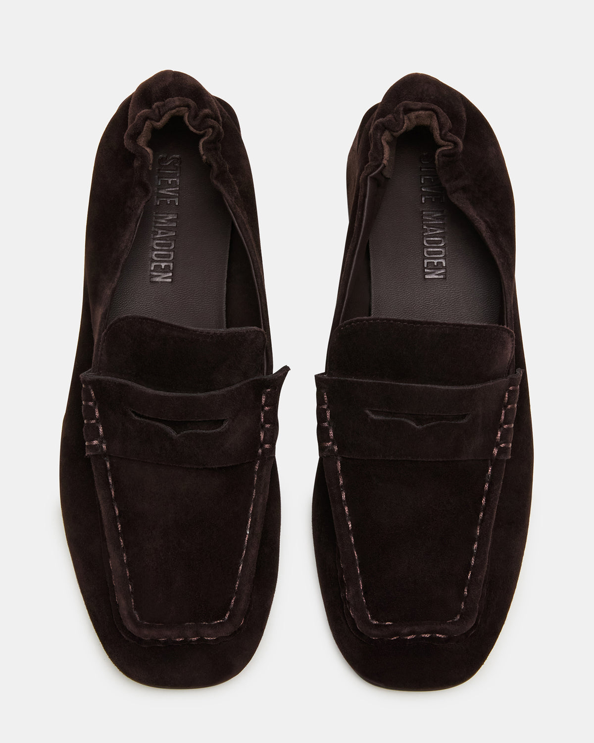 ESTEE Brown Suede Square-Toe Heeled Women's Loafer Steve Madden BROWN SUEDE