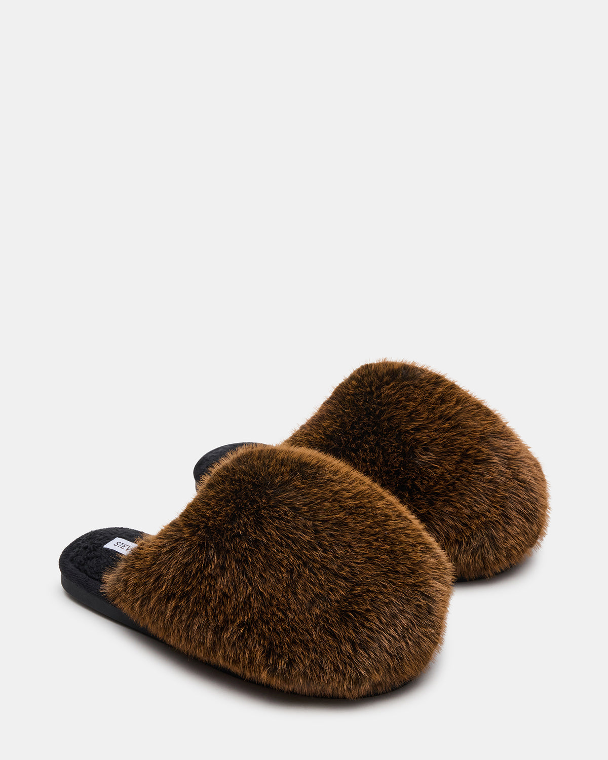 POOF Brown Slip-On Faux Fur Mule Women's Flat Steve Madden BROWN