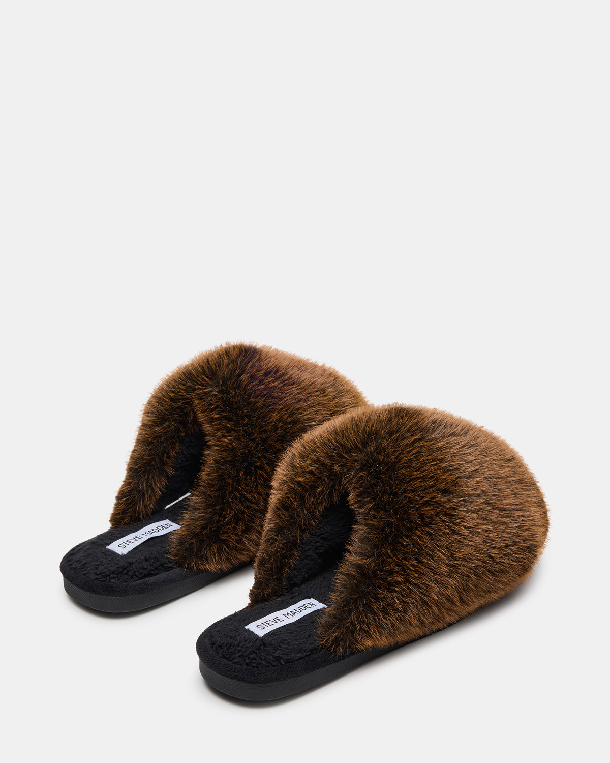 POOF Brown Slip-On Faux Fur Mule Women's Flat Steve Madden BROWN