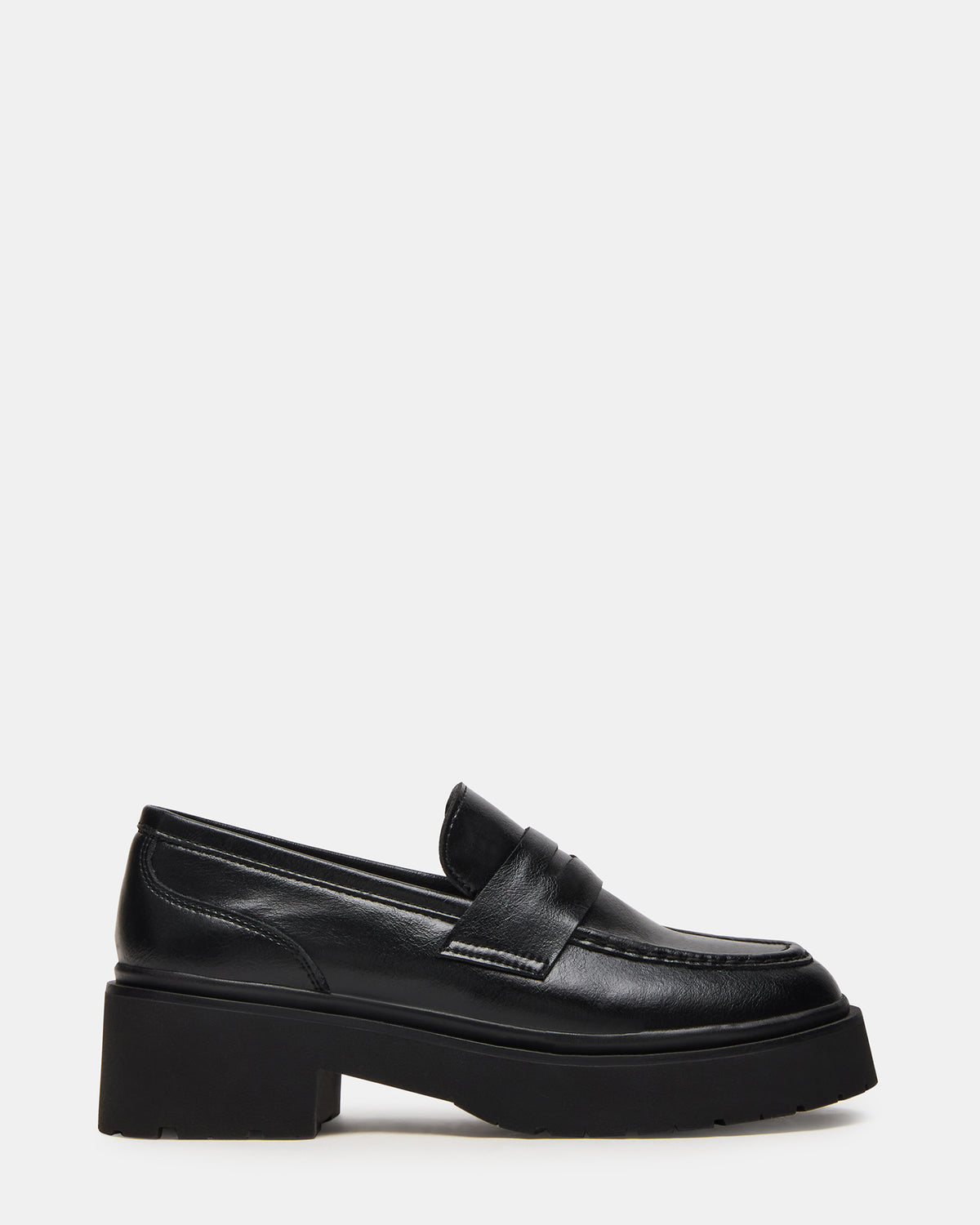 LAYKEN Black Leather Platform Lug Women's Loafer Steve Madden BLACK LEATHER