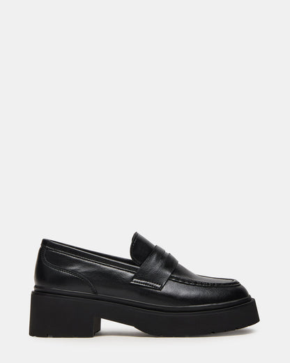 LAYKEN Black Leather Platform Lug Women's Loafer Steve Madden BLACK LEATHER
