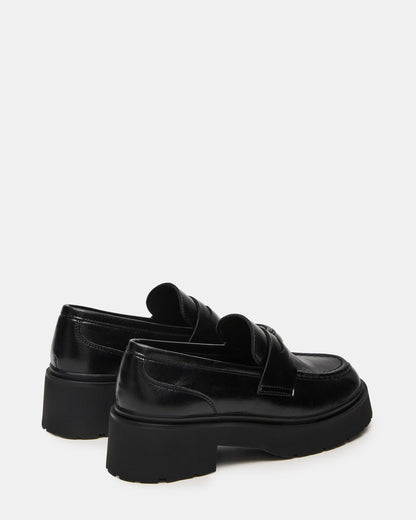LAYKEN Black Leather Platform Lug Women's Loafer Steve Madden BLACK LEATHER