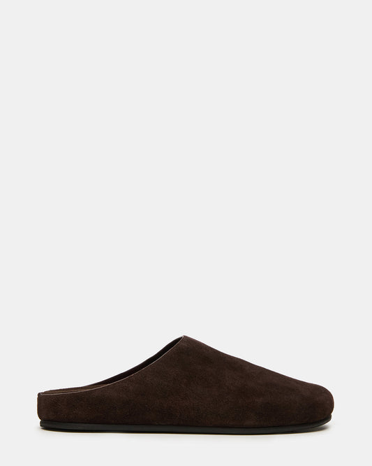 FERN Brown Suede Mule Slip-On Round-Toe Women's Flat Steve Madden BROWN SUEDE