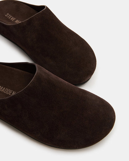 FERN Brown Suede Mule Slip-On Round-Toe Women's Flat Steve Madden BROWN SUEDE