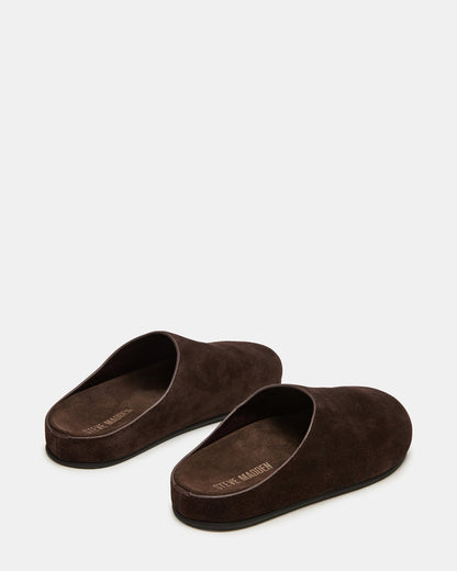 FERN Brown Suede Mule Slip-On Round-Toe Women's Flat Steve Madden BROWN SUEDE