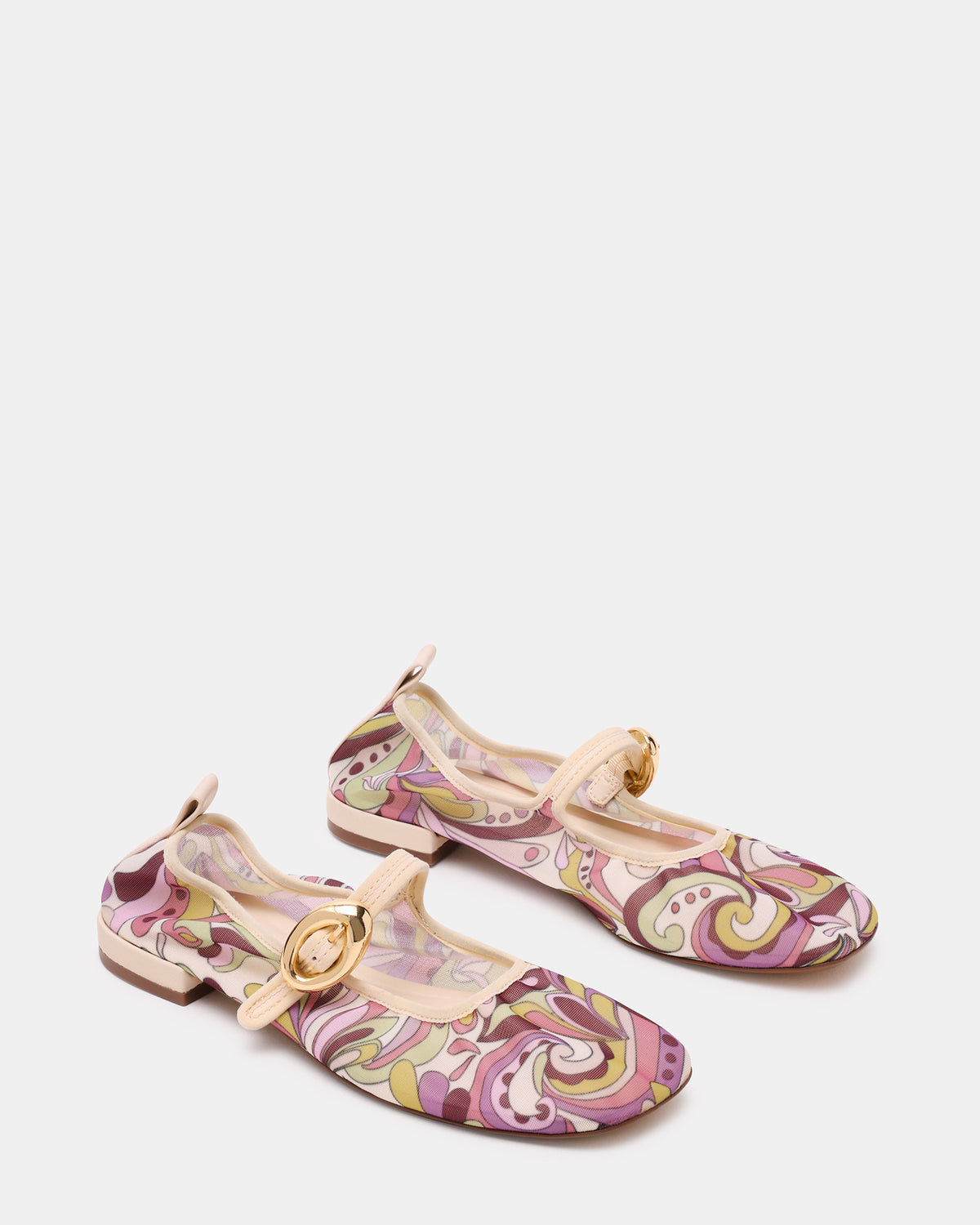 DAFFIA Purple Multi Mary Jane Gold-Detail Buckle Ballet Women's Flat Steve Madden PURPLE MULTI