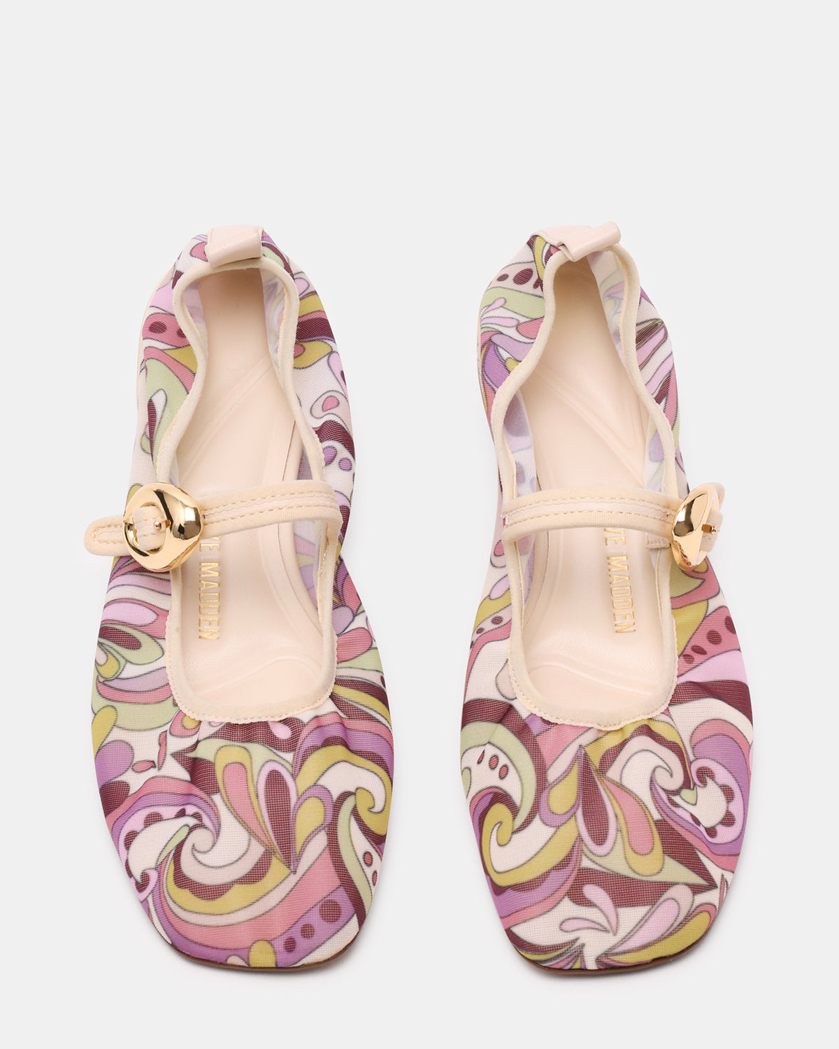 DAFFIA Purple Multi Mary Jane Gold-Detail Buckle Ballet Women's Flat Steve Madden PURPLE MULTI