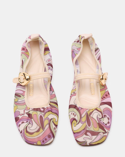 DAFFIA Purple Multi Mary Jane Gold-Detail Buckle Ballet Women's Flat Steve Madden PURPLE MULTI