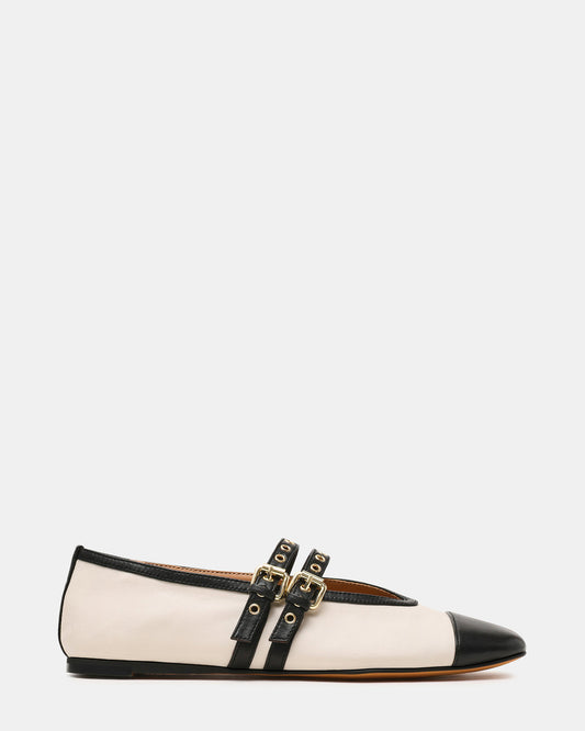 LYDIA Cap Bone Black Mary Jane Ballet Women's Flat Steve Madden BONE BLACK