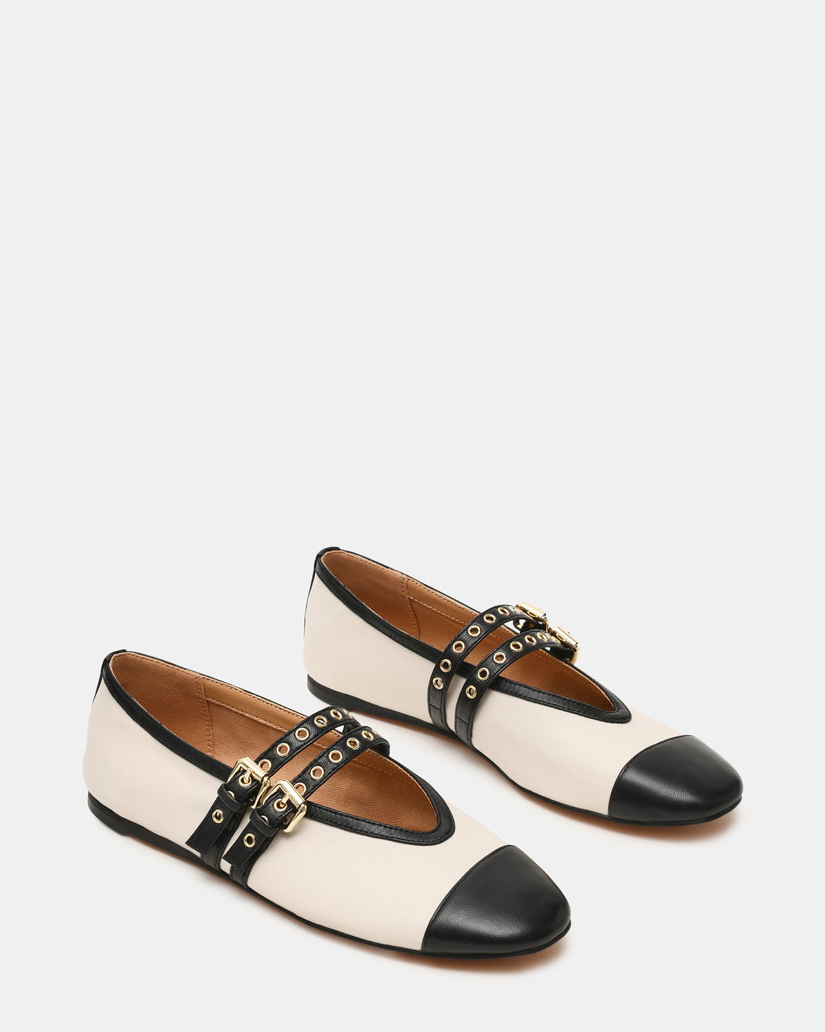 LYDIA Cap Bone Black Mary Jane Ballet Women's Flat Steve Madden BONE BLACK