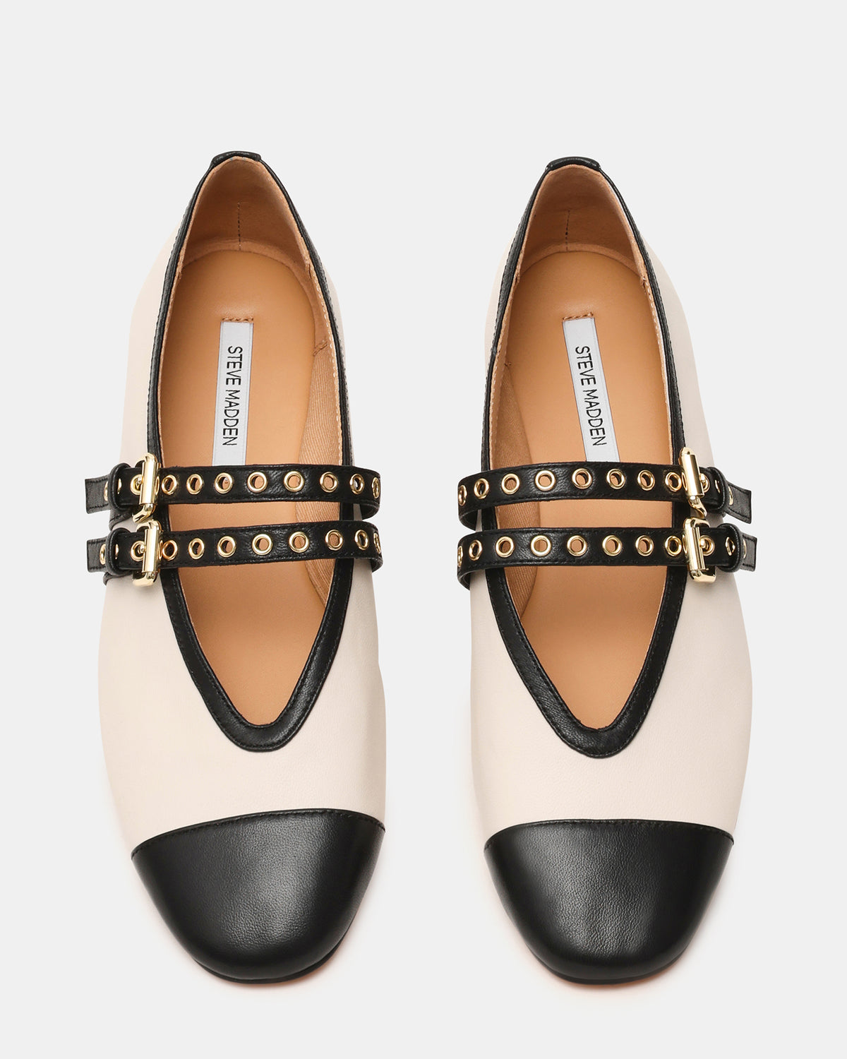LYDIA Cap Bone Black Mary Jane Ballet Women's Flat Steve Madden BONE BLACK
