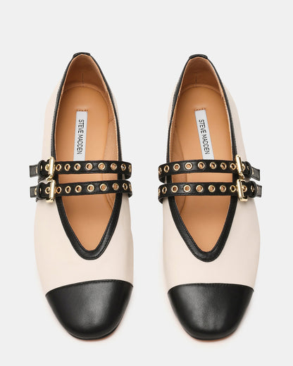 LYDIA Cap Bone Black Mary Jane Ballet Women's Flat Steve Madden BONE BLACK