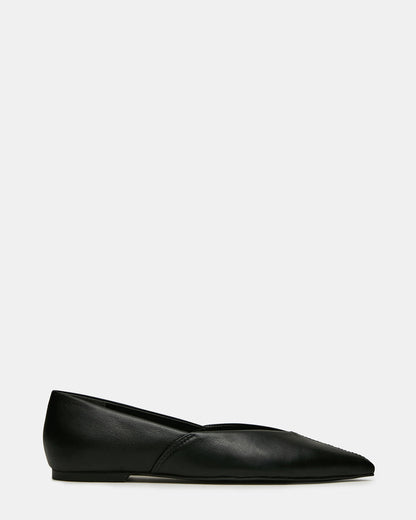 TOVI Black Leather Pointed-Toe Ballet Women's Flat Steve Madden BLACK LEATHER