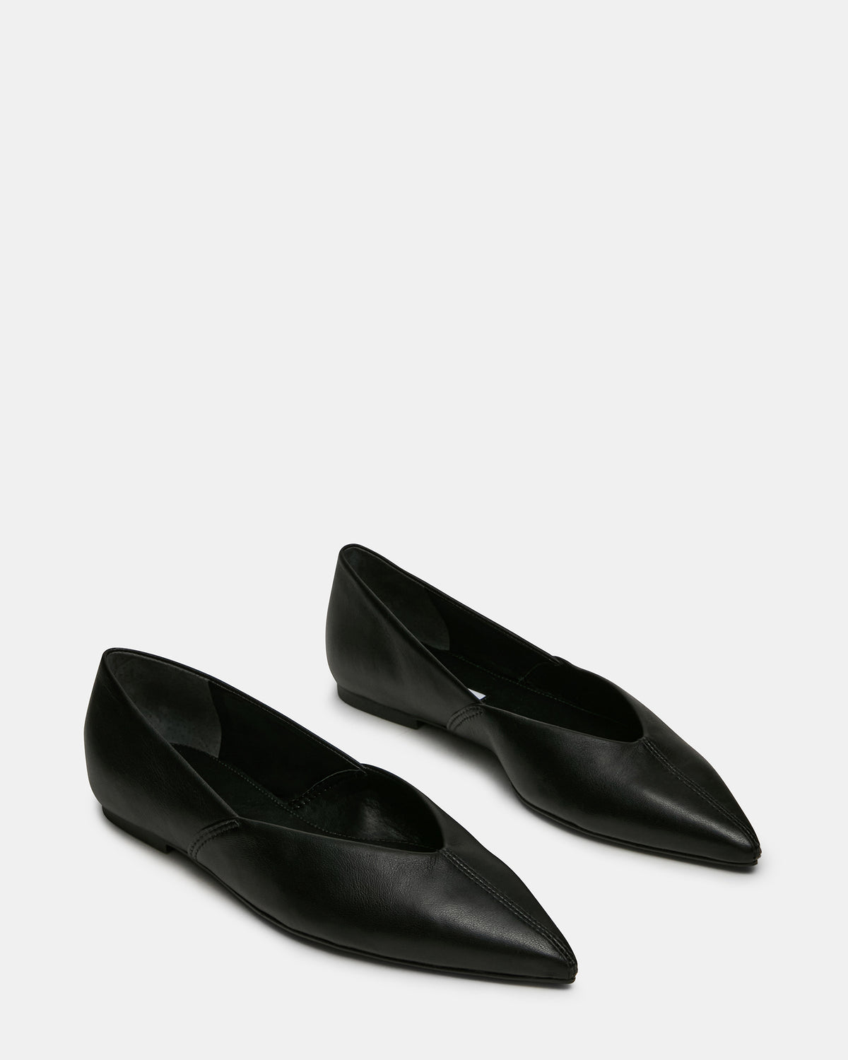 TOVI Black Leather Pointed-Toe Ballet Women's Flat Steve Madden BLACK LEATHER