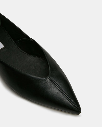 TOVI Black Leather Pointed-Toe Ballet Women's Flat Steve Madden BLACK LEATHER