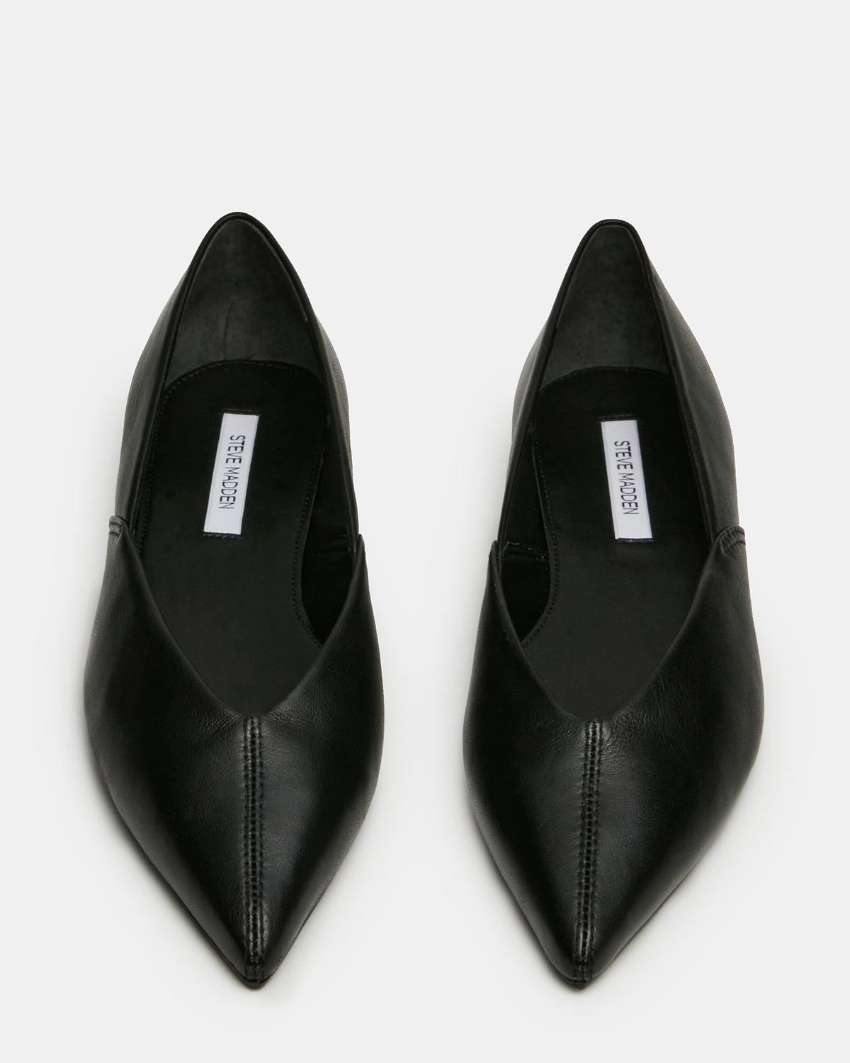 TOVI Black Leather Pointed-Toe Ballet Women's Flat Steve Madden BLACK LEATHER