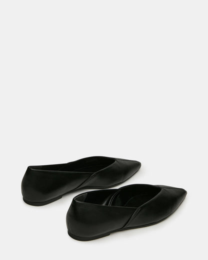 TOVI Black Leather Pointed-Toe Ballet Women's Flat Steve Madden BLACK LEATHER