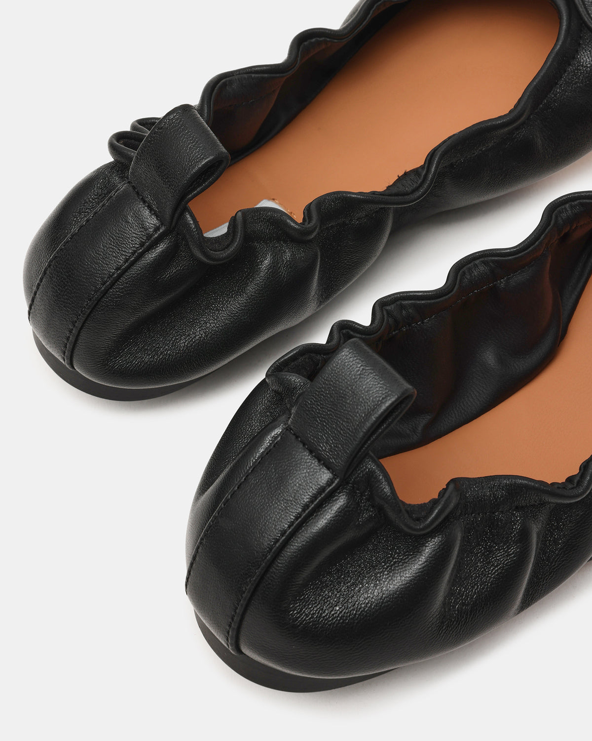 LANTI Black Leather Bow Round-Toe Women's Flat Steve Madden BLACK LEATHER