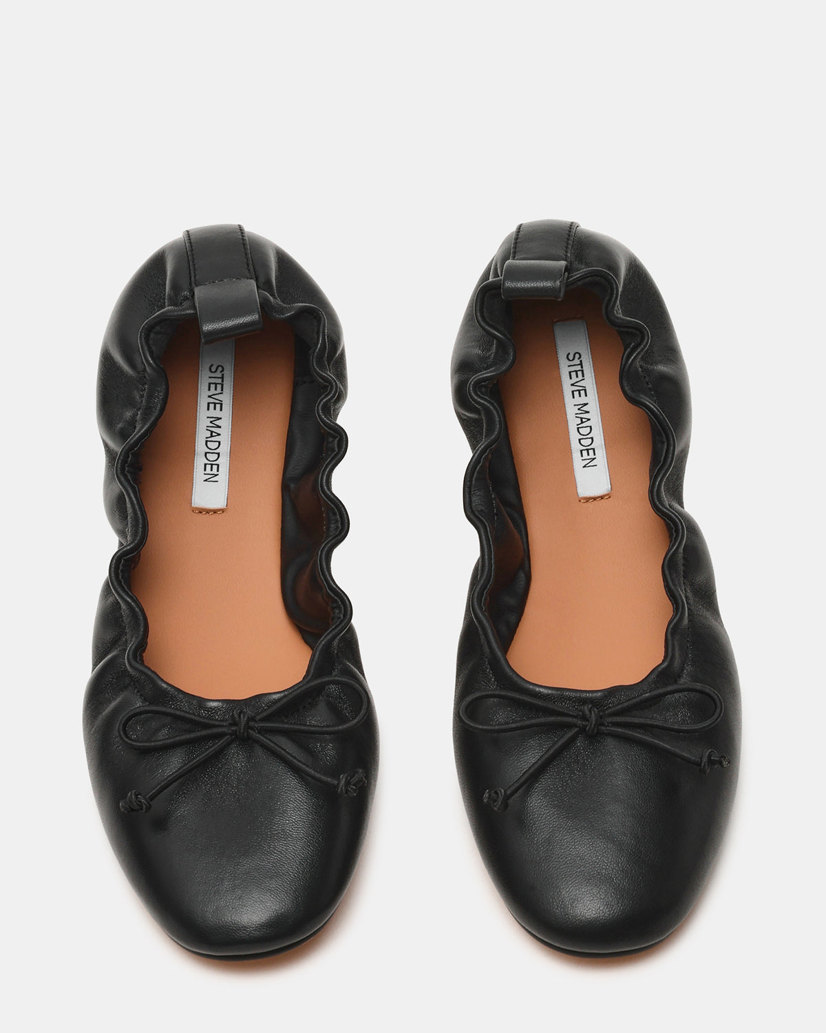 LANTI Black Leather Bow Round-Toe Women's Flat Steve Madden BLACK LEATHER
