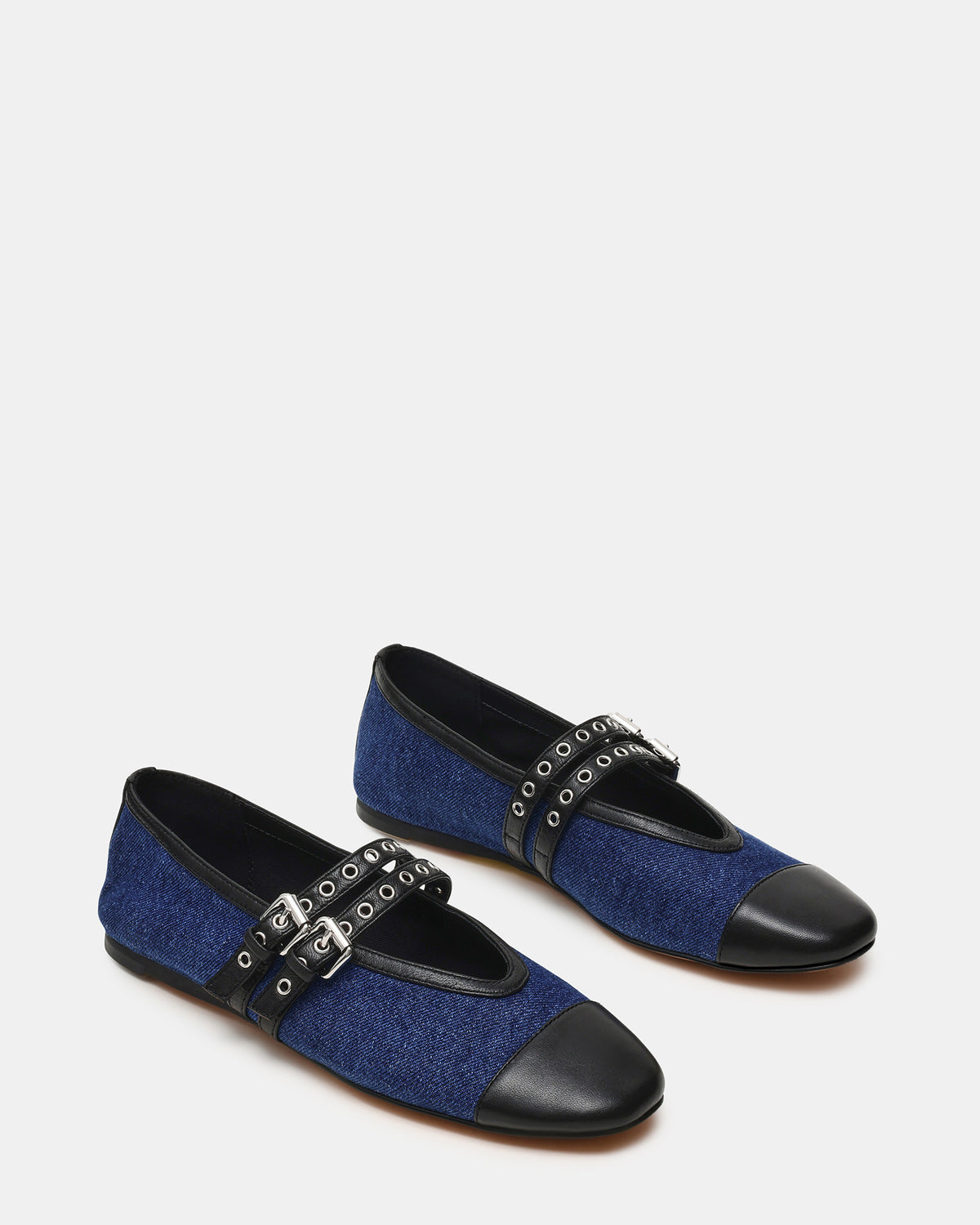 LYDIA Cap Black Denim Mary Jane Ballet Women's Flat Steve Madden BLACK DENIM