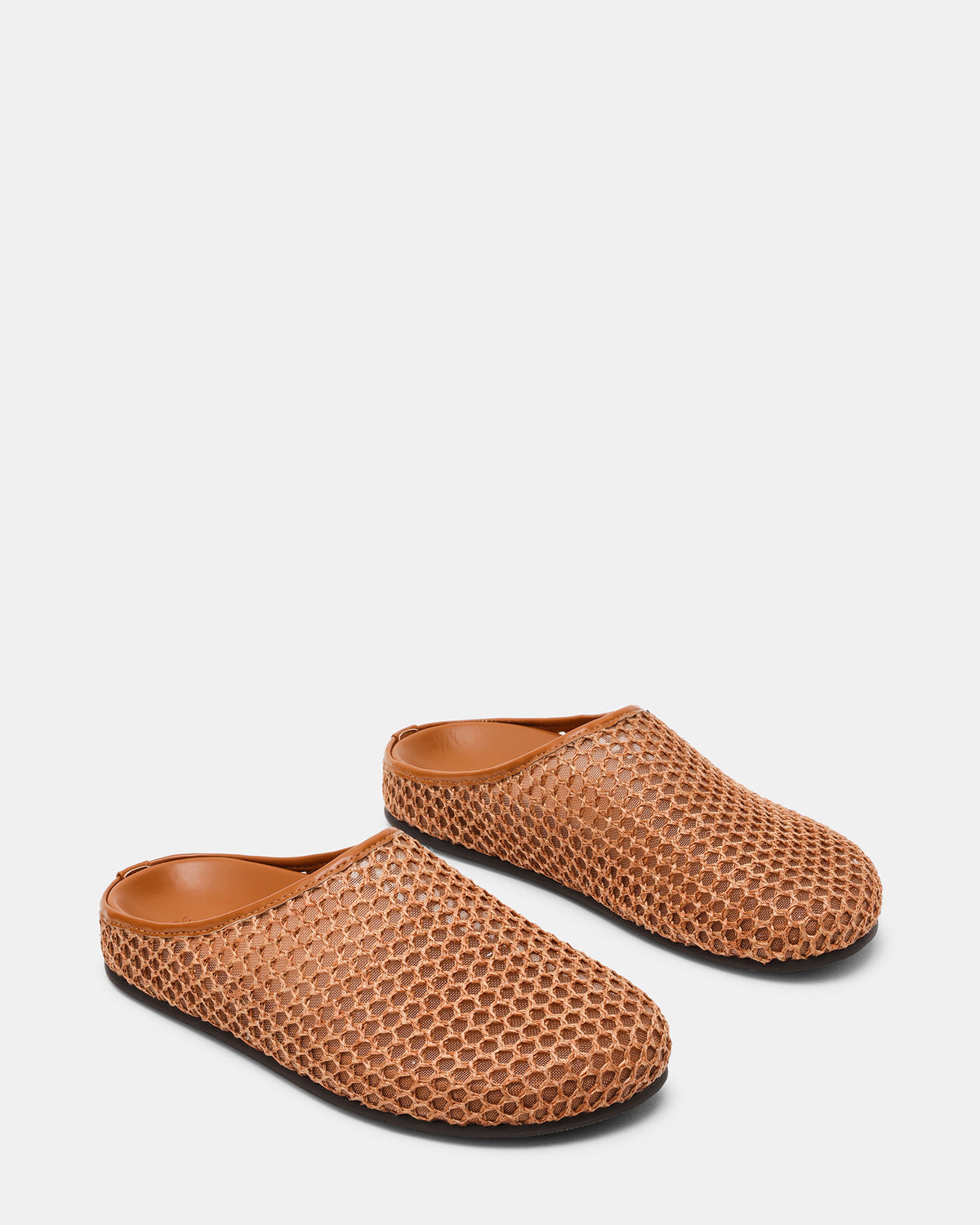 FERN Tan Raffia Mesh Mule Slip-On Round-Toe Women's Flat Steve Madden TAN RAFFIA