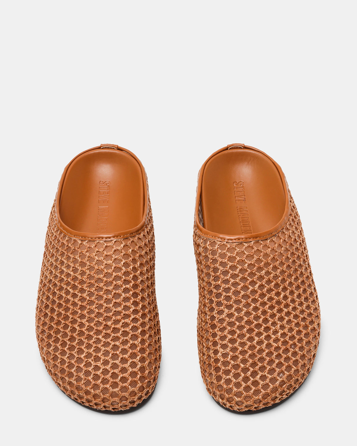 FERN Tan Raffia Mesh Mule Slip-On Round-Toe Women's Flat Steve Madden TAN RAFFIA