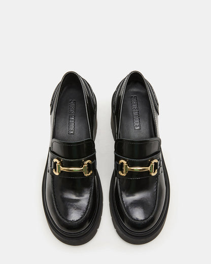 LAZRA Black Platform Lug Block Heel Women's Loafer Steve Madden BLACK