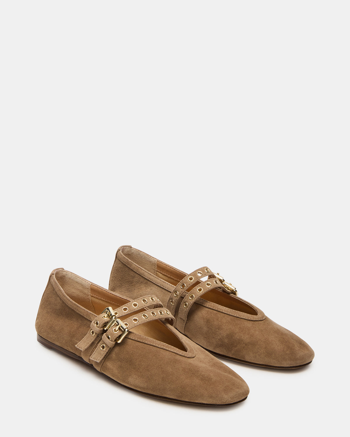 LYDIA Taupe Suede Square-Toe Mary Jane Ballet Women's Flat Steve Madden TAUPE SUEDE