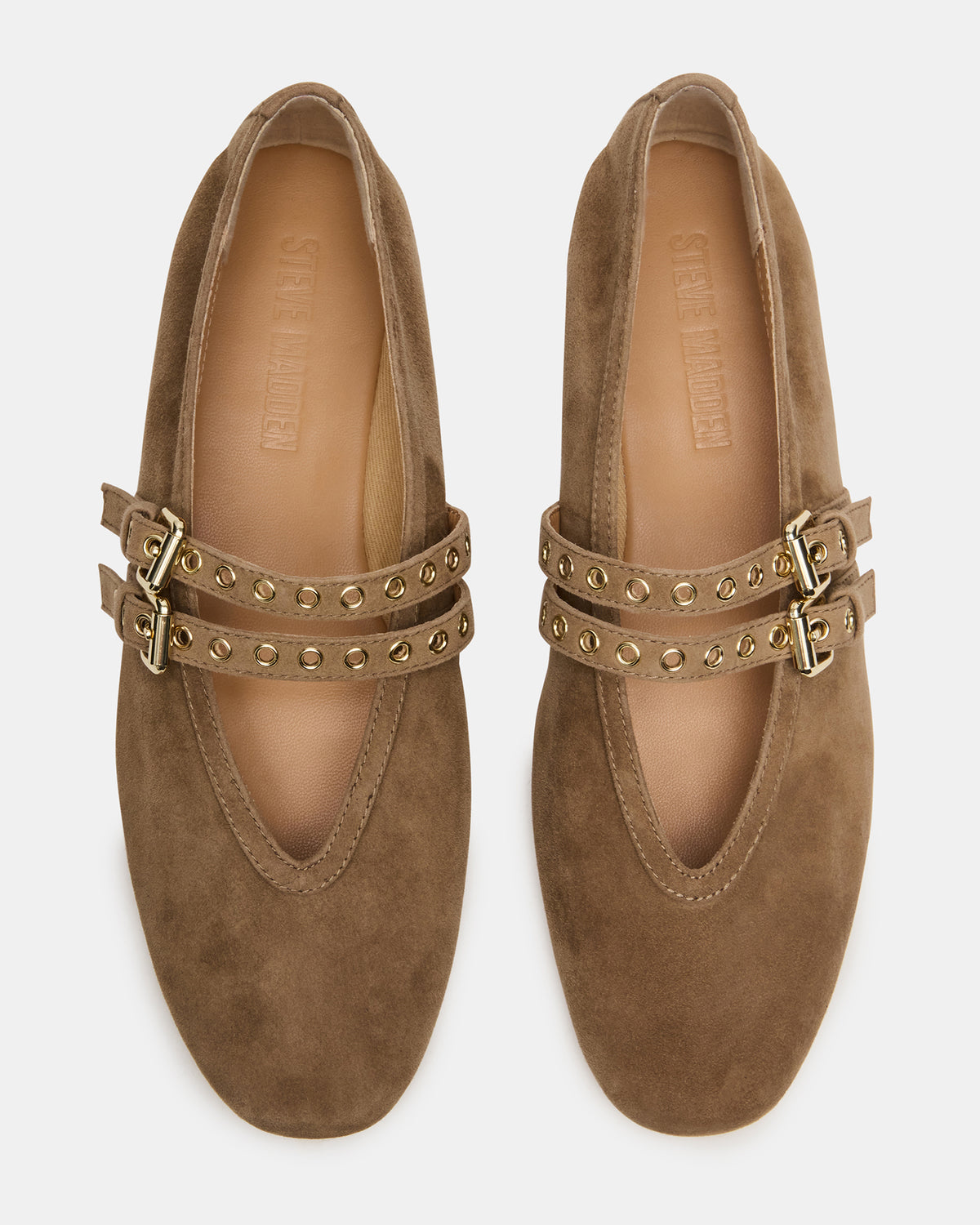 LYDIA Taupe Suede Square-Toe Mary Jane Ballet Women's Flat Steve Madden TAUPE SUEDE