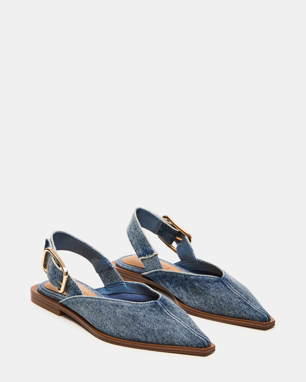 SHAY Denim Fabric Pointed-Toe Slingback Ballet Women's Flat Steve Madden DENIM FABRIC