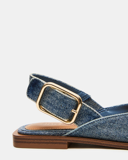 SHAY Denim Fabric Pointed-Toe Slingback Ballet Women's Flat Steve Madden DENIM FABRIC