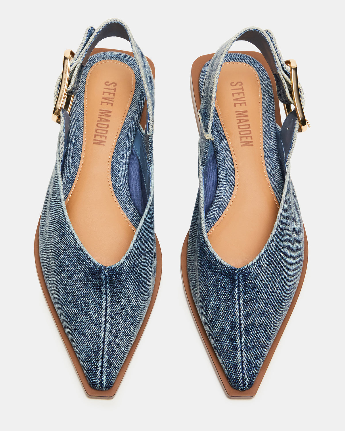 SHAY Denim Fabric Pointed-Toe Slingback Ballet Women's Flat Steve Madden DENIM FABRIC
