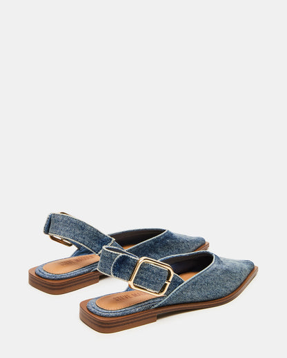 SHAY Denim Fabric Pointed-Toe Slingback Ballet Women's Flat Steve Madden DENIM FABRIC
